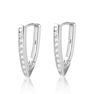 Oval earrings with zirconia