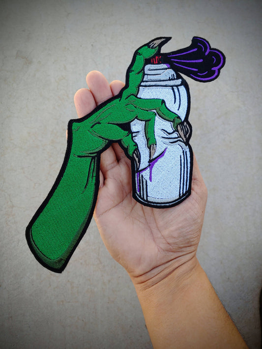 Large Monster Hand Spray Paint Can Embroidered Iron On Patch