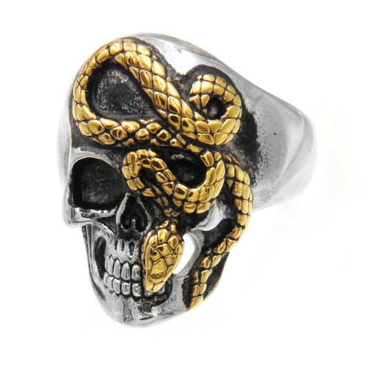 Snake on Skull Ring