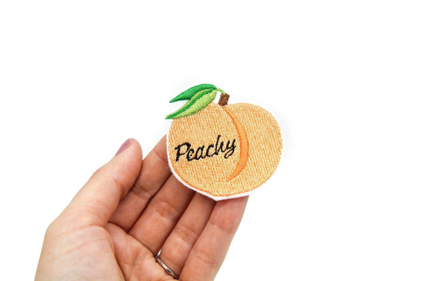 Peachy Peach Fruit Iron on Embroidered Patch