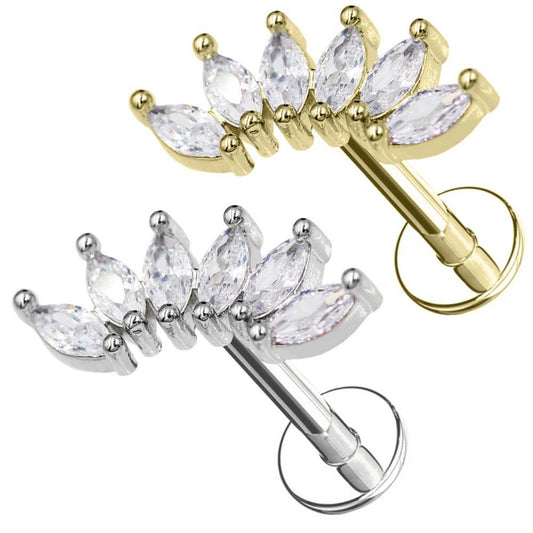 6 Petal Crystal Cartilage Studs Piercing - PC-079