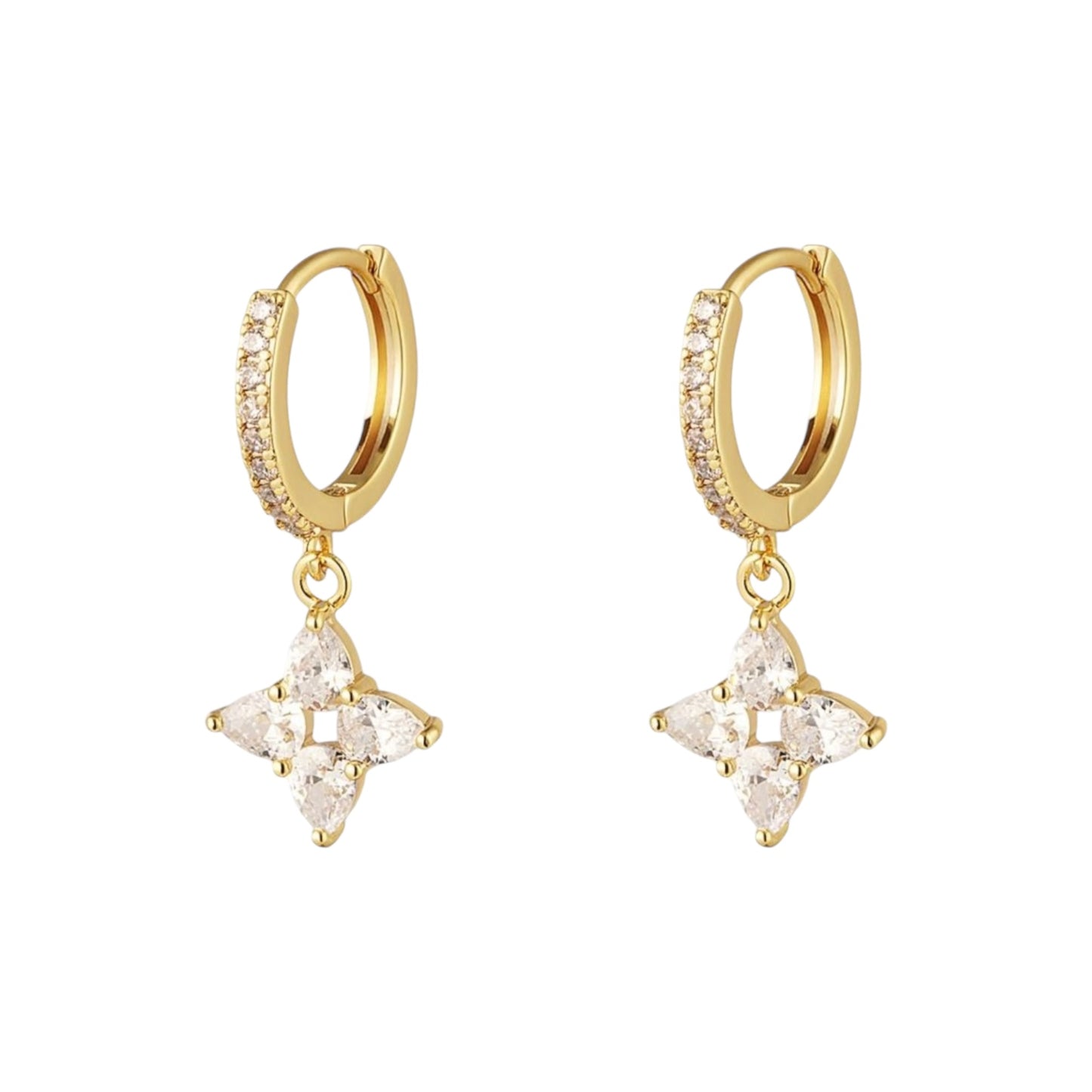 Gouden oorbellen met diamanten hanger