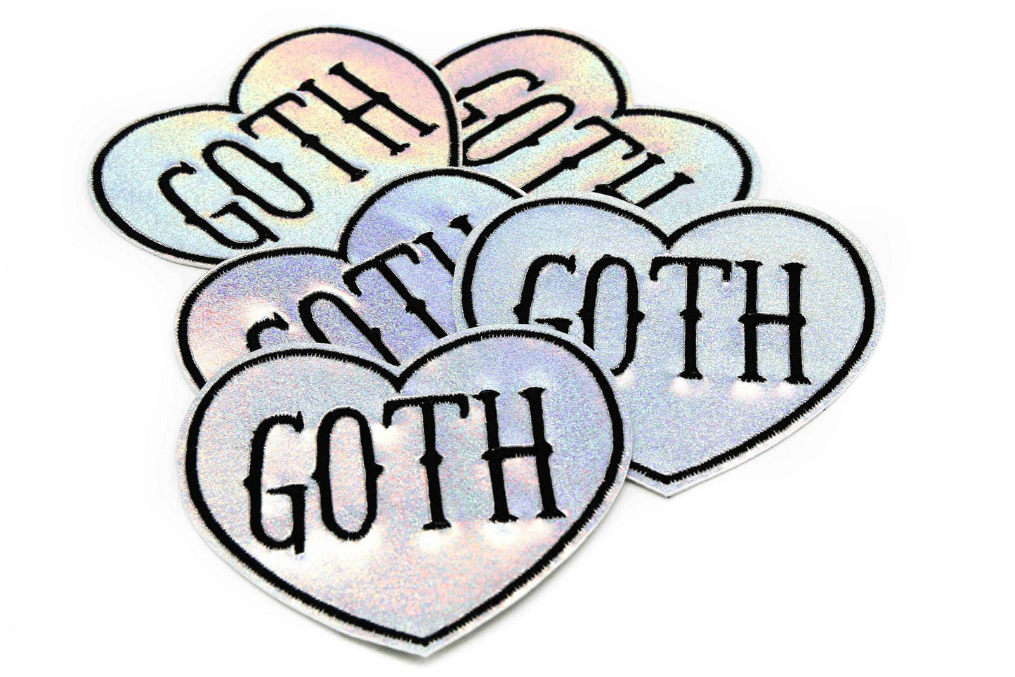 Goth Holographic Vinyl Glitter Heart Iron On Patch