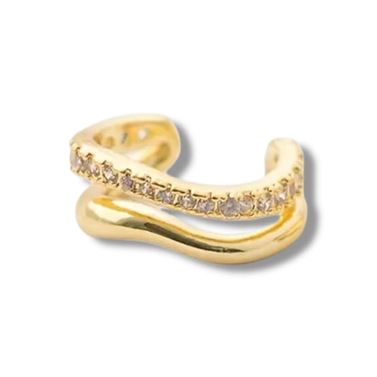 Gouden Ear cuff met steentjes
