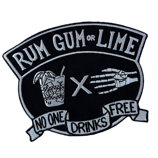 RUM, GUM OR LIME 5” Embroidered Sew/Iron-On Tiki Biker Patch