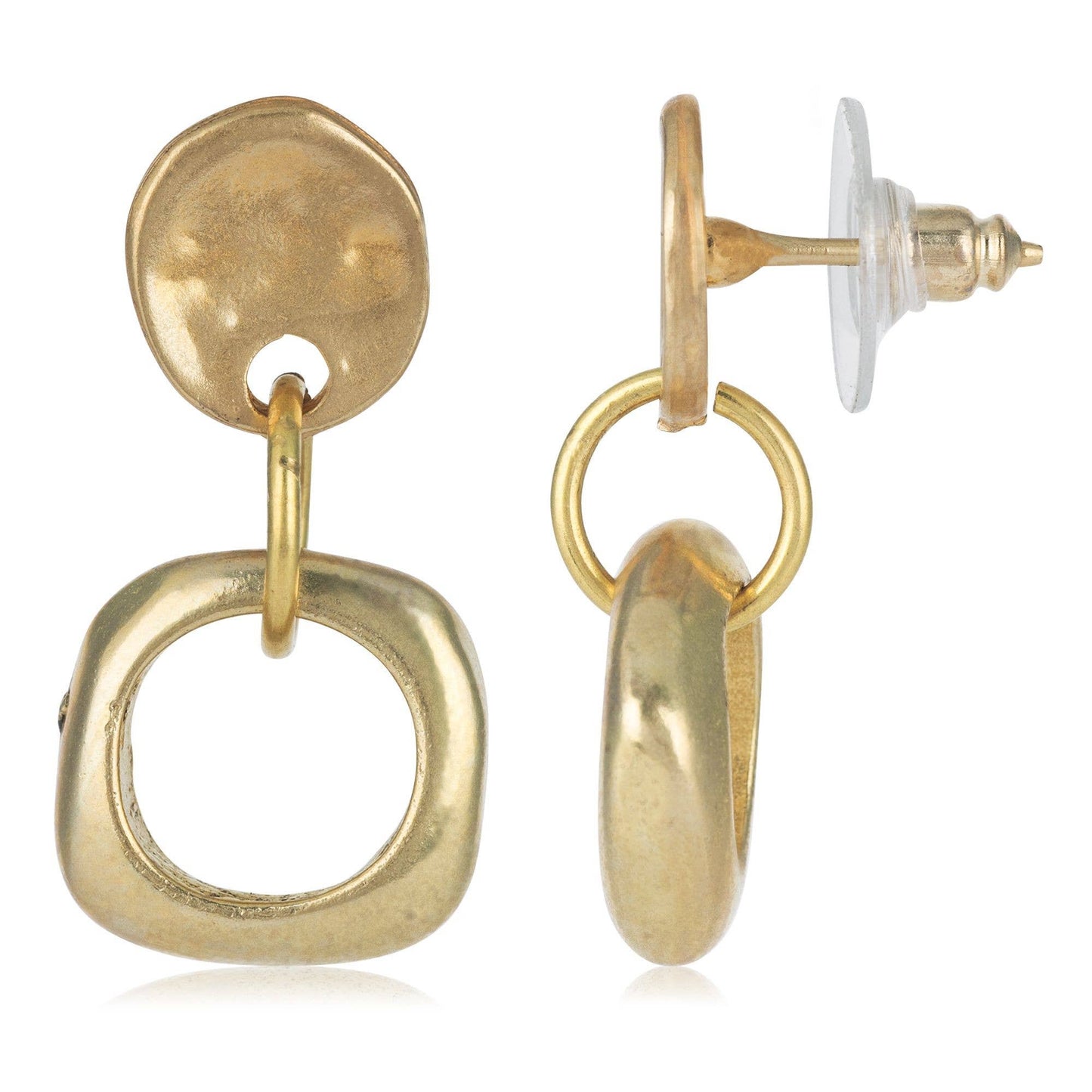 Pendientes de Zamak bañados en oro con Cabeza en Relieve