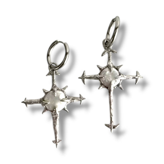 Oorringen met studs en parel zilver