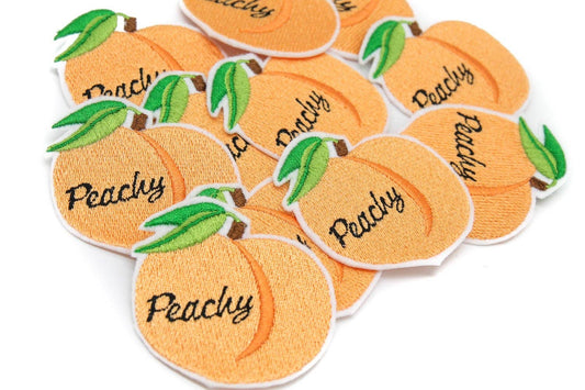 Peachy Peach Fruit Iron on Embroidered Patch