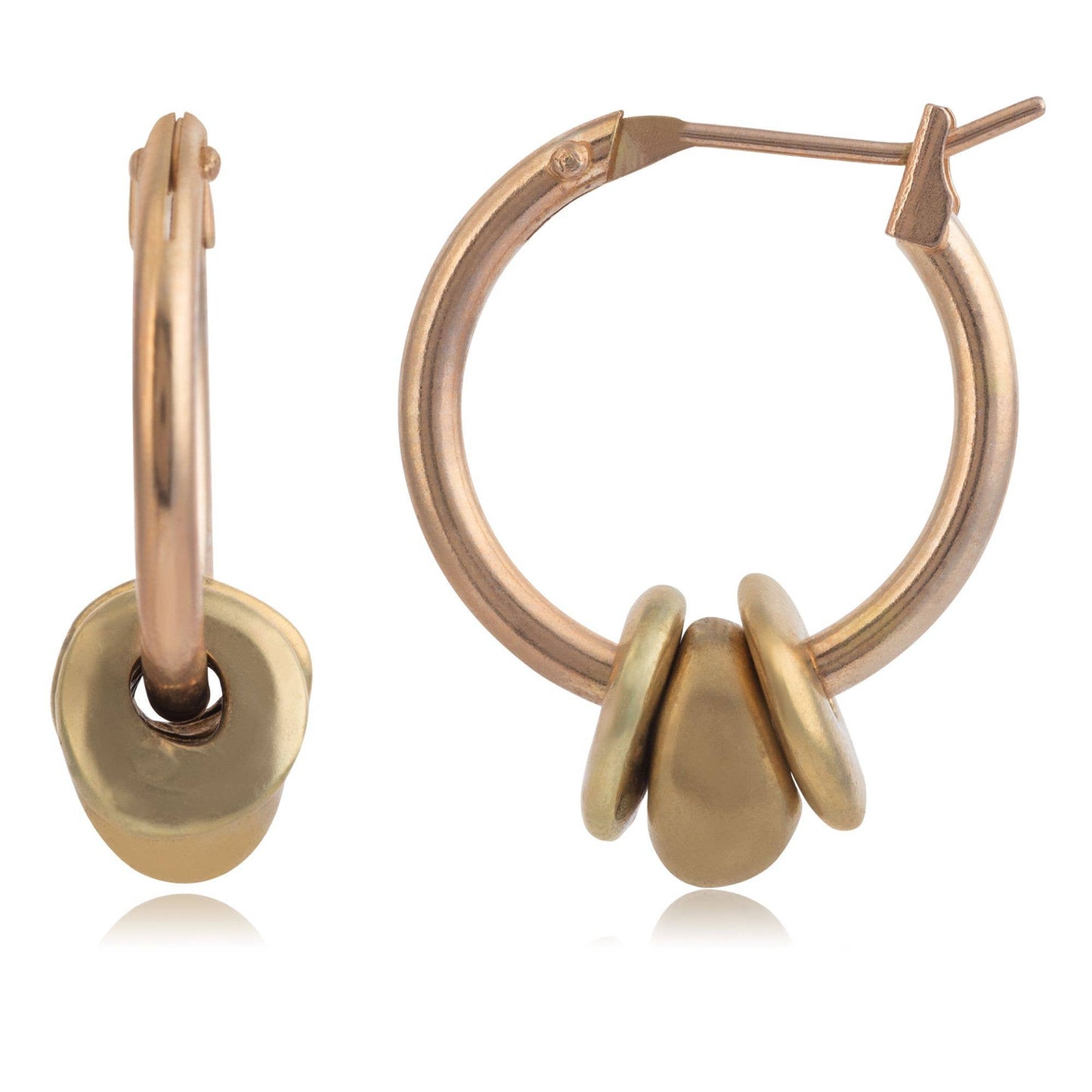 Pendientes Aros Bañados en Oro con Detalles de Zamak