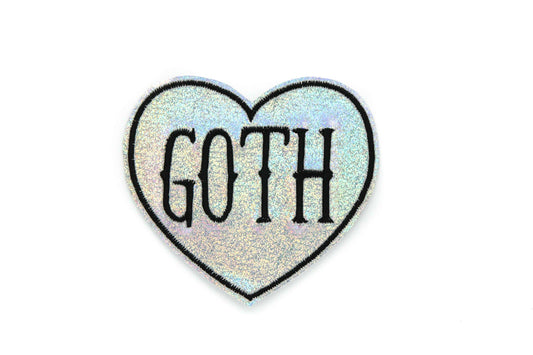 Goth Holographic Vinyl Glitter Heart Iron On Patch