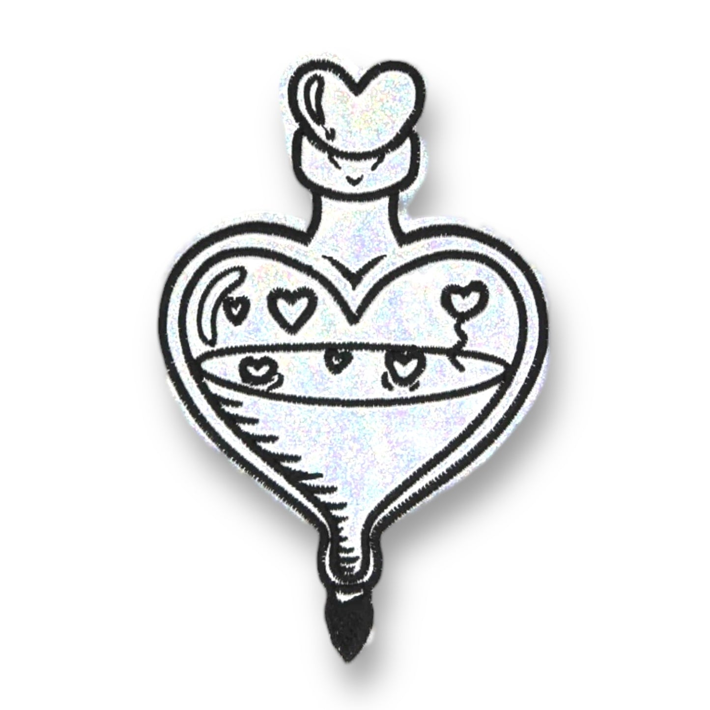 Love Potion Silver Glitter Holographic Embroidered Patch
