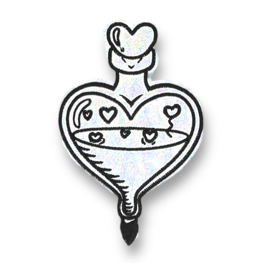 Love Potion Silver Glitter Holographic Embroidered Patch