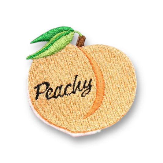 Peachy Peach Fruit Iron on Embroidered Patch