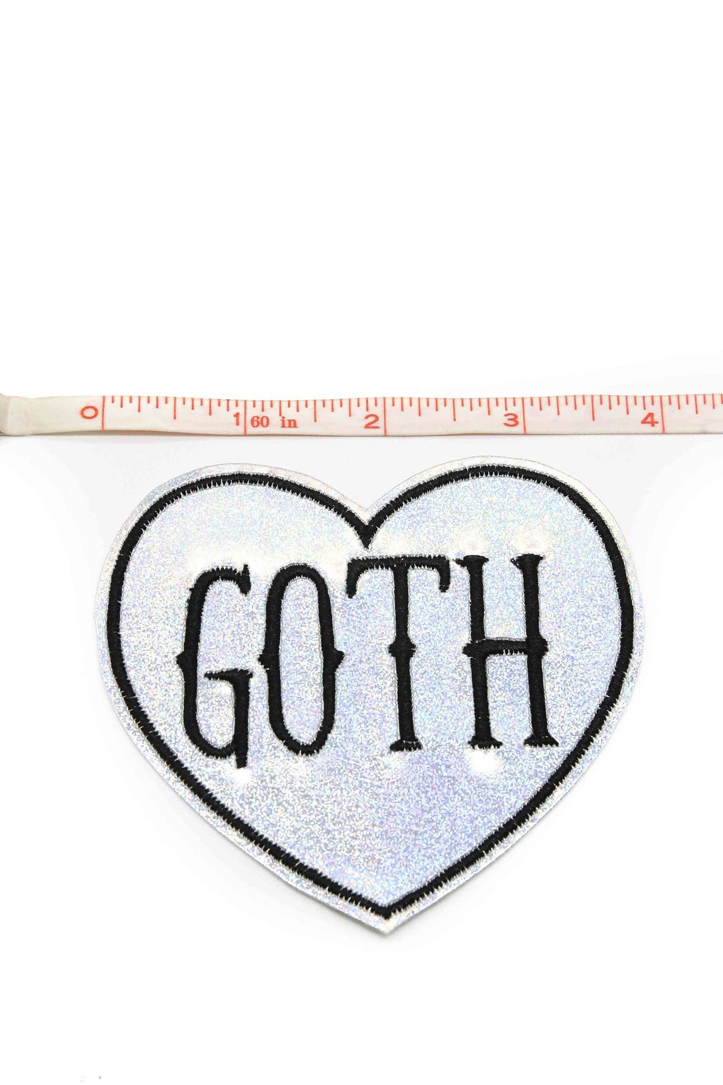 Goth Holographic Vinyl Glitter Heart Iron On Patch