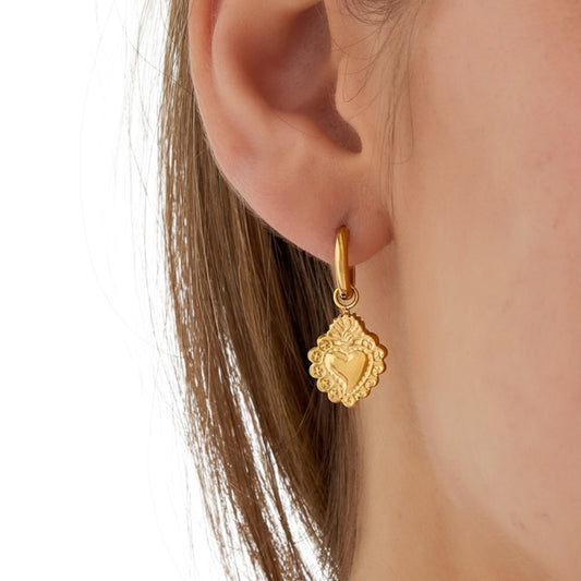 Gouden Sacred Heart Oorbellen