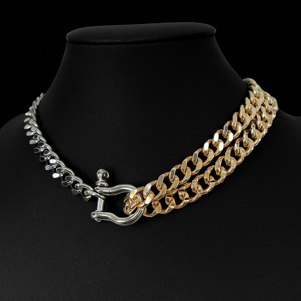 Dubbele mixed metals ketting