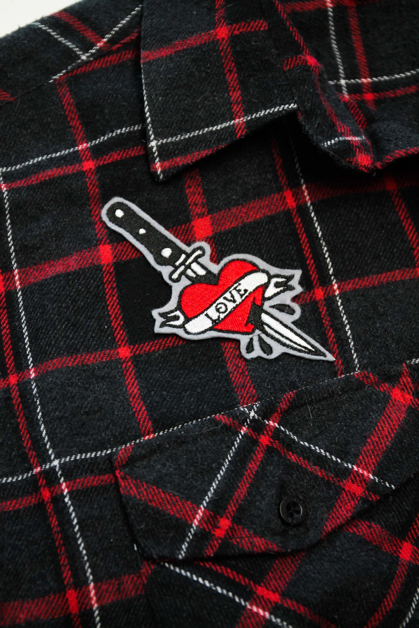 Love Hurts Knife in Heart Iron On Embroidered Patch