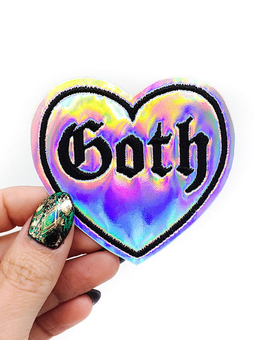 Goth Holographic Vinyl Iron On Embroidered Patch
