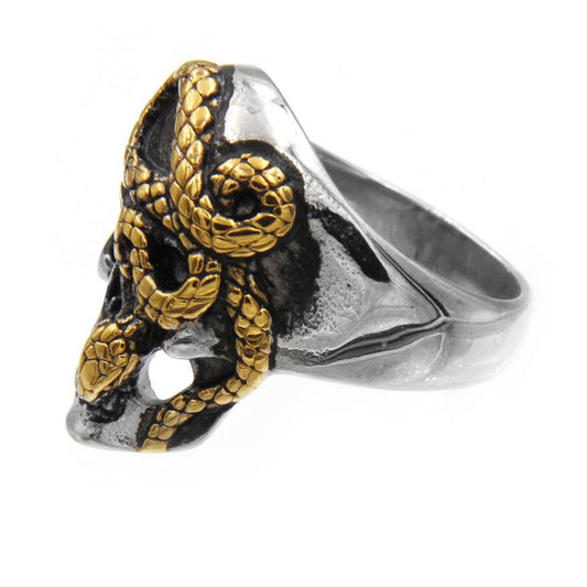 Snake on Skull Ring