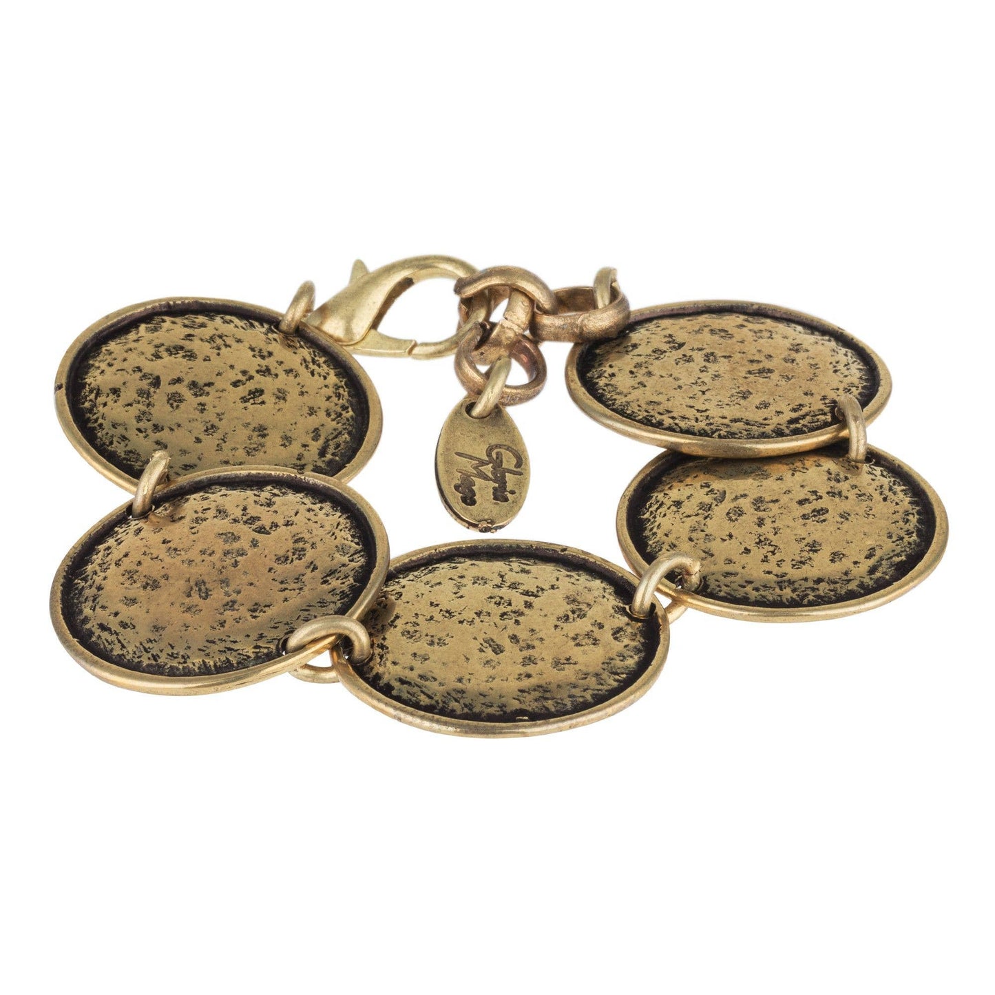 Gehamerde gouden armband met moon badges