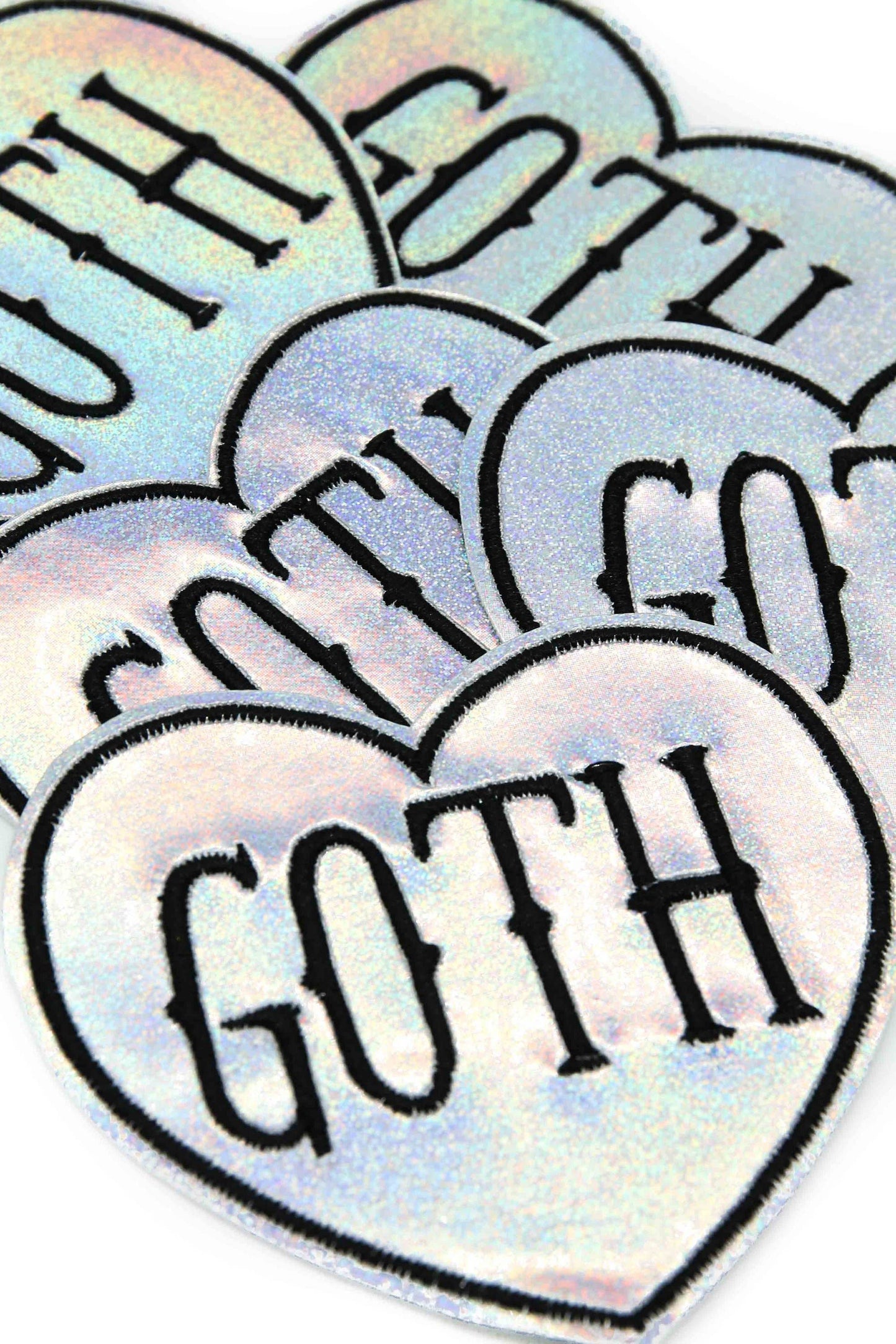 Goth Holographic Vinyl Glitter Heart Iron On Patch