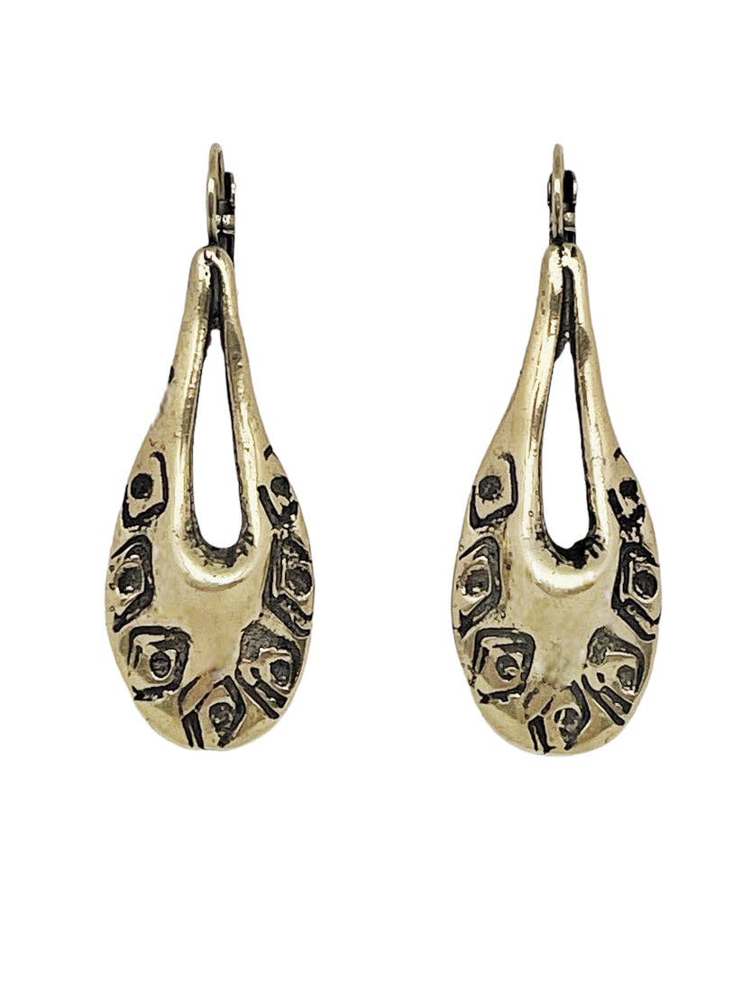 Teardrop gegraveerde oorbellen Goud