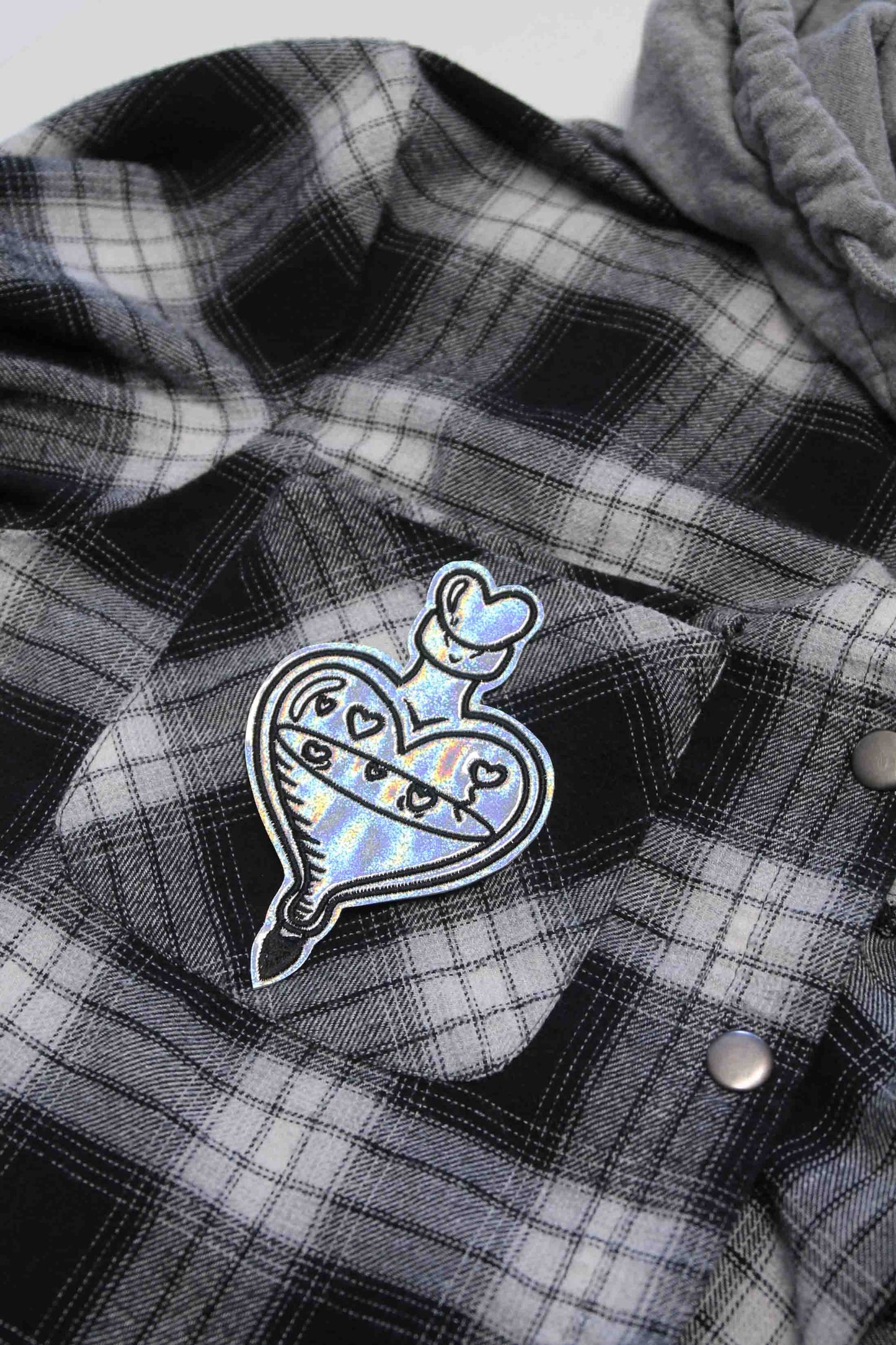 Love Potion Silver Glitter Holographic Embroidered Patch
