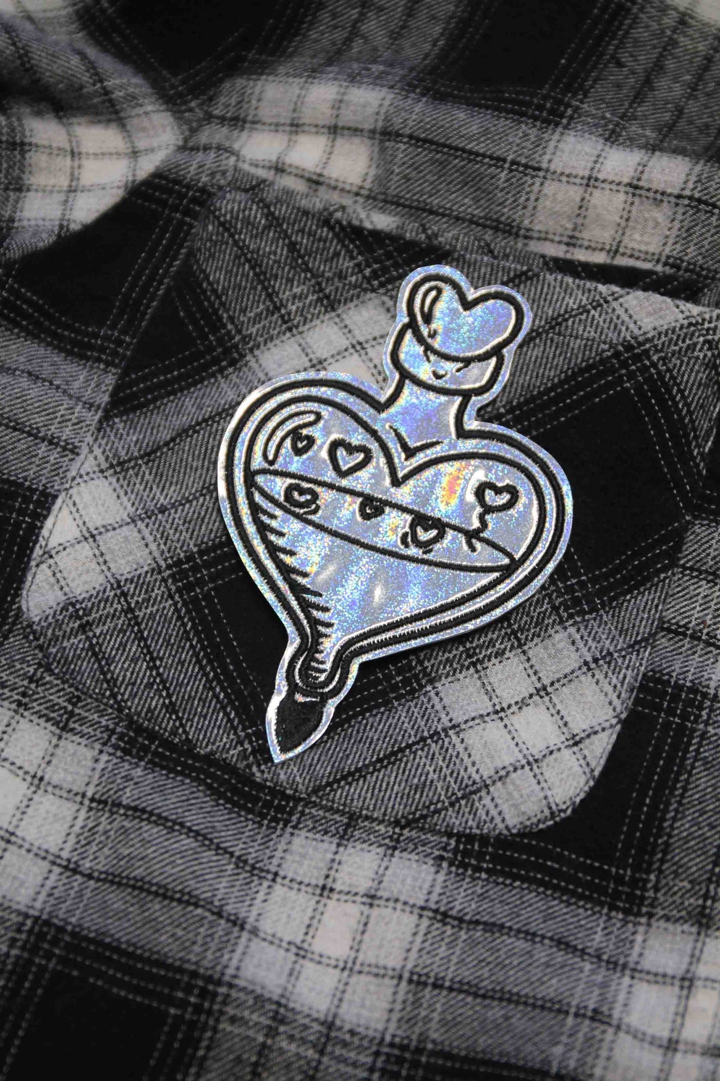 Love Potion Silver Glitter Holographic Embroidered Patch