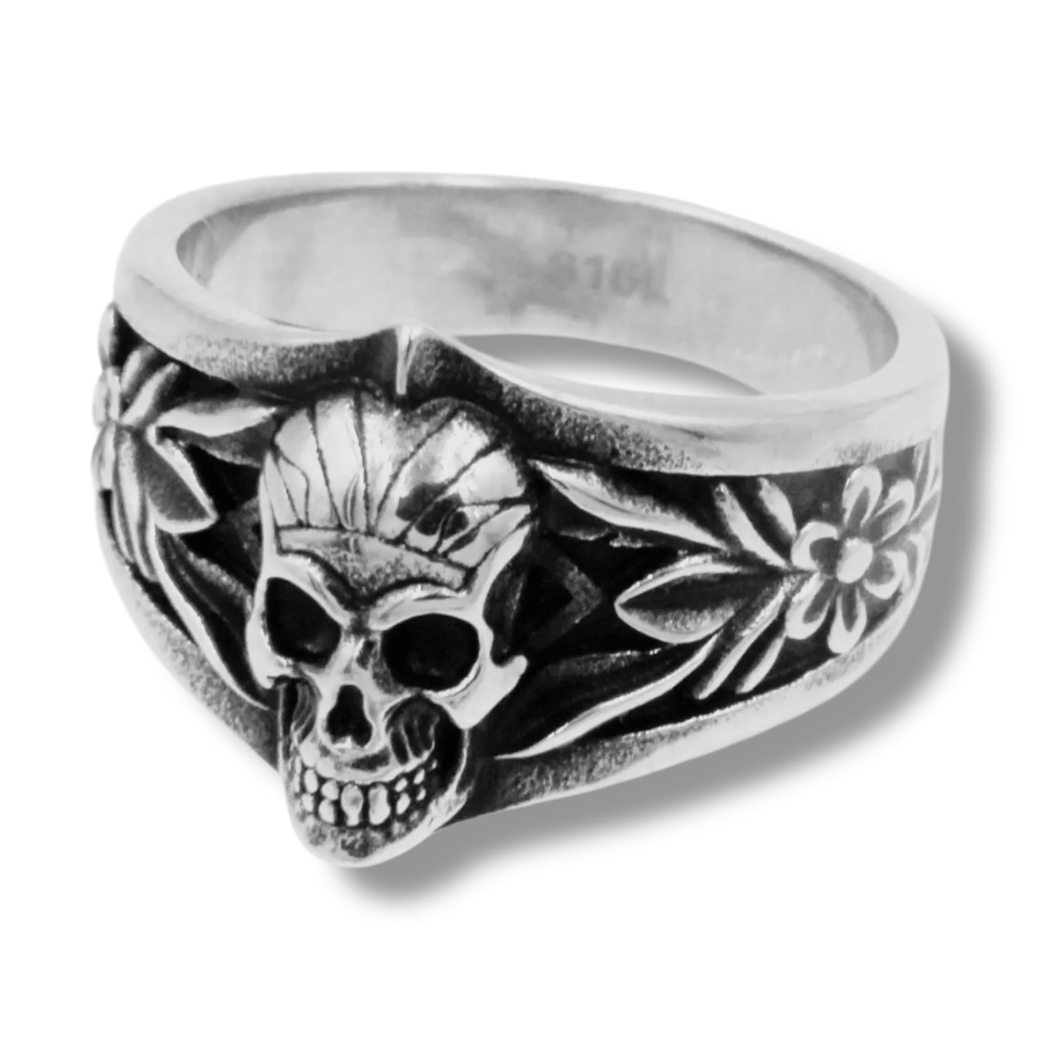 Flower Skull Ring