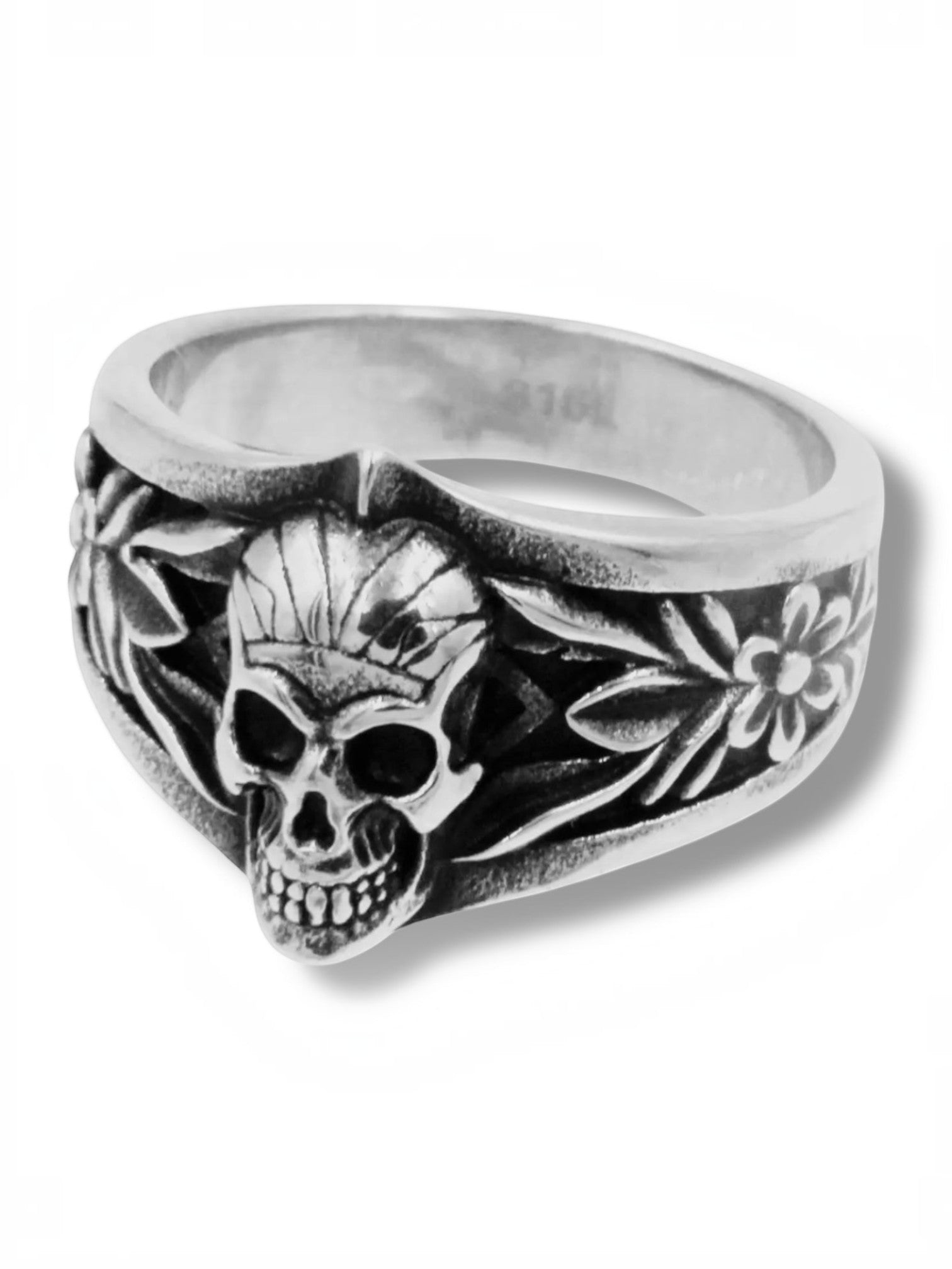 Flower Skull Ring