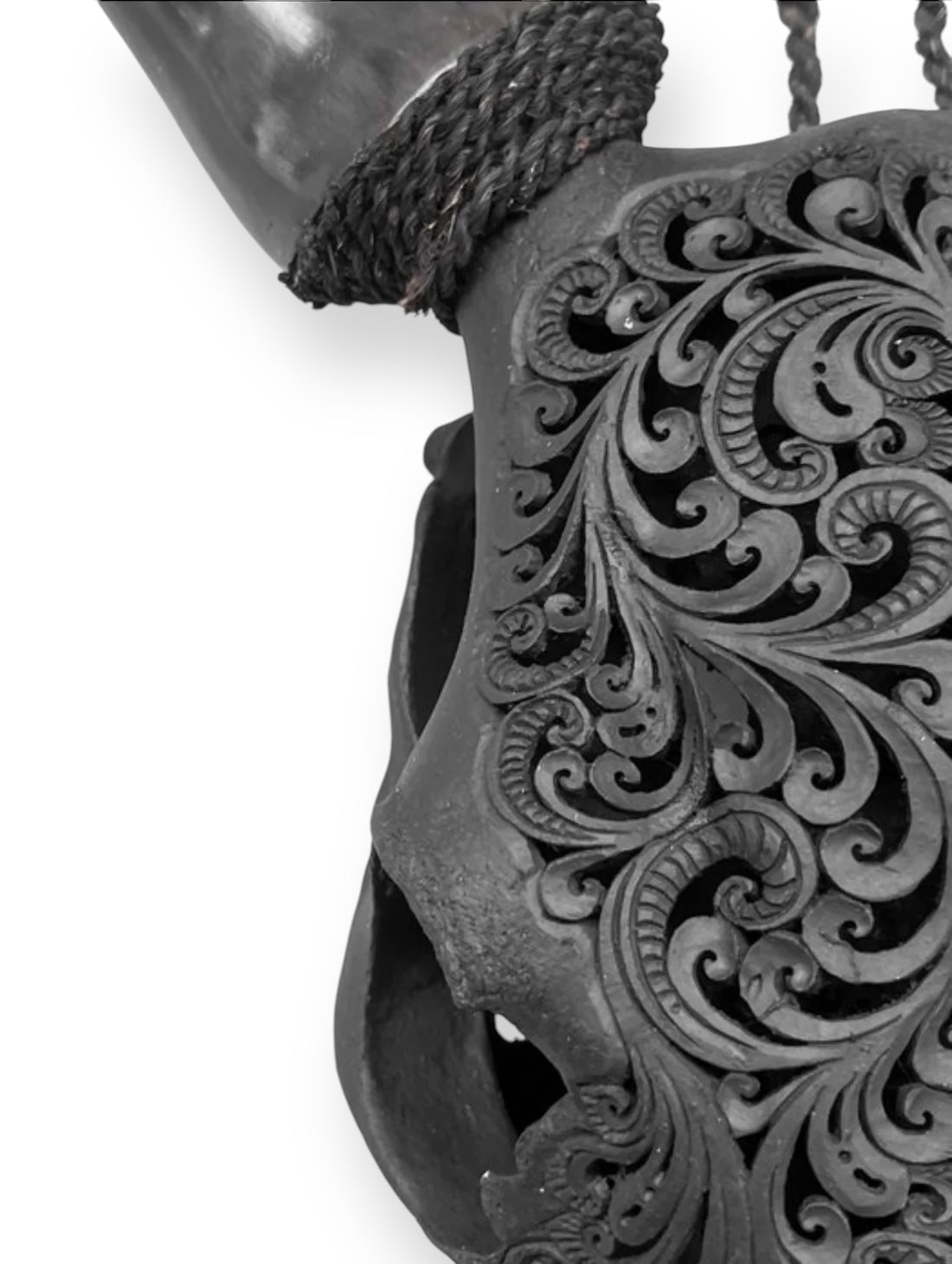 Hand carved cow skull