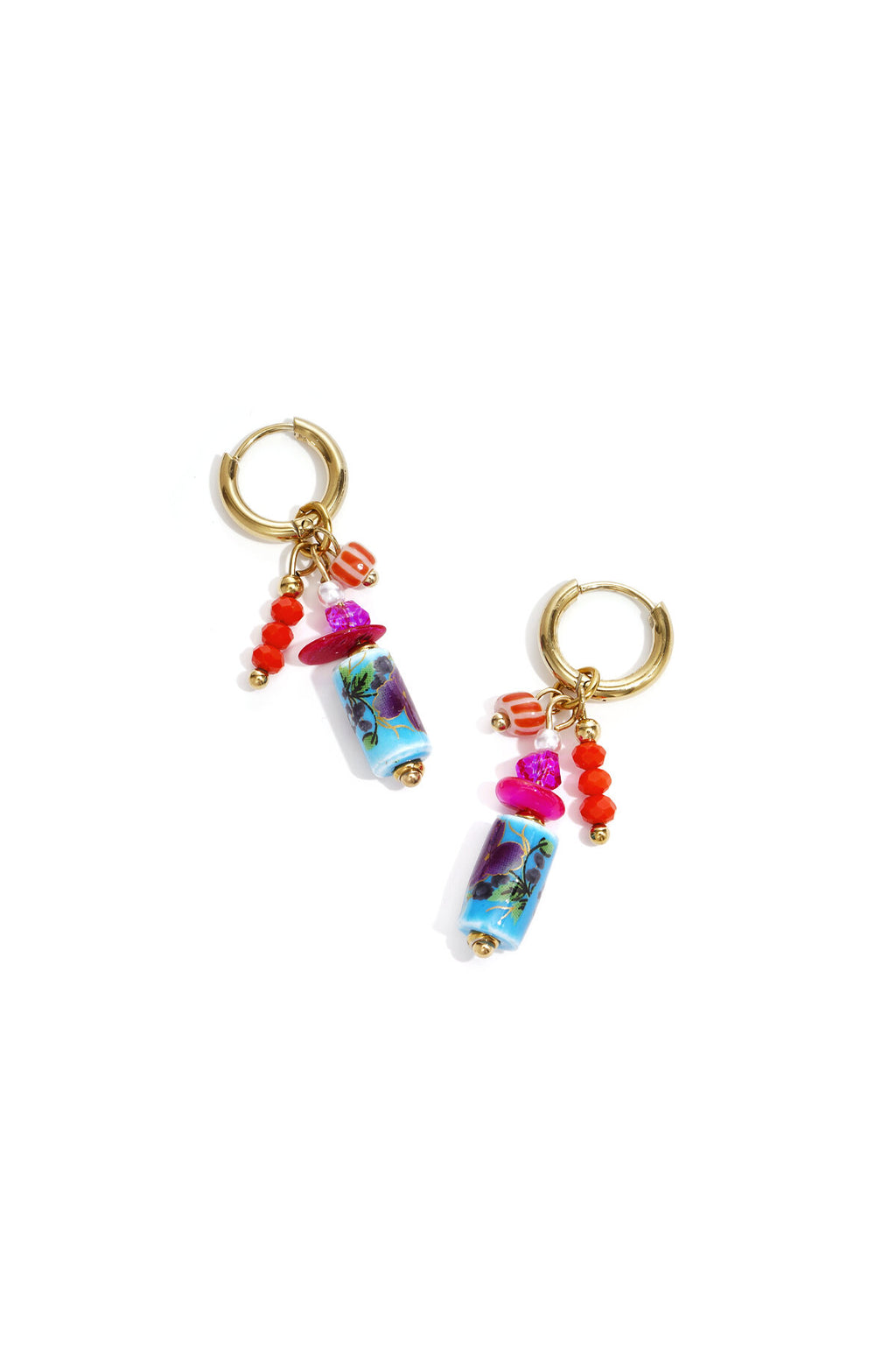 Elegant Pink & Blue Bead Earrings for Spring/Summer