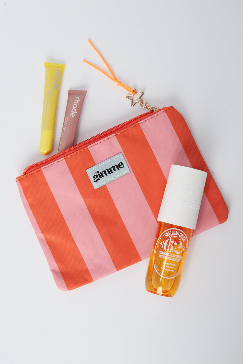 Classic Orange Stripe Makeup Bag for Daily Use