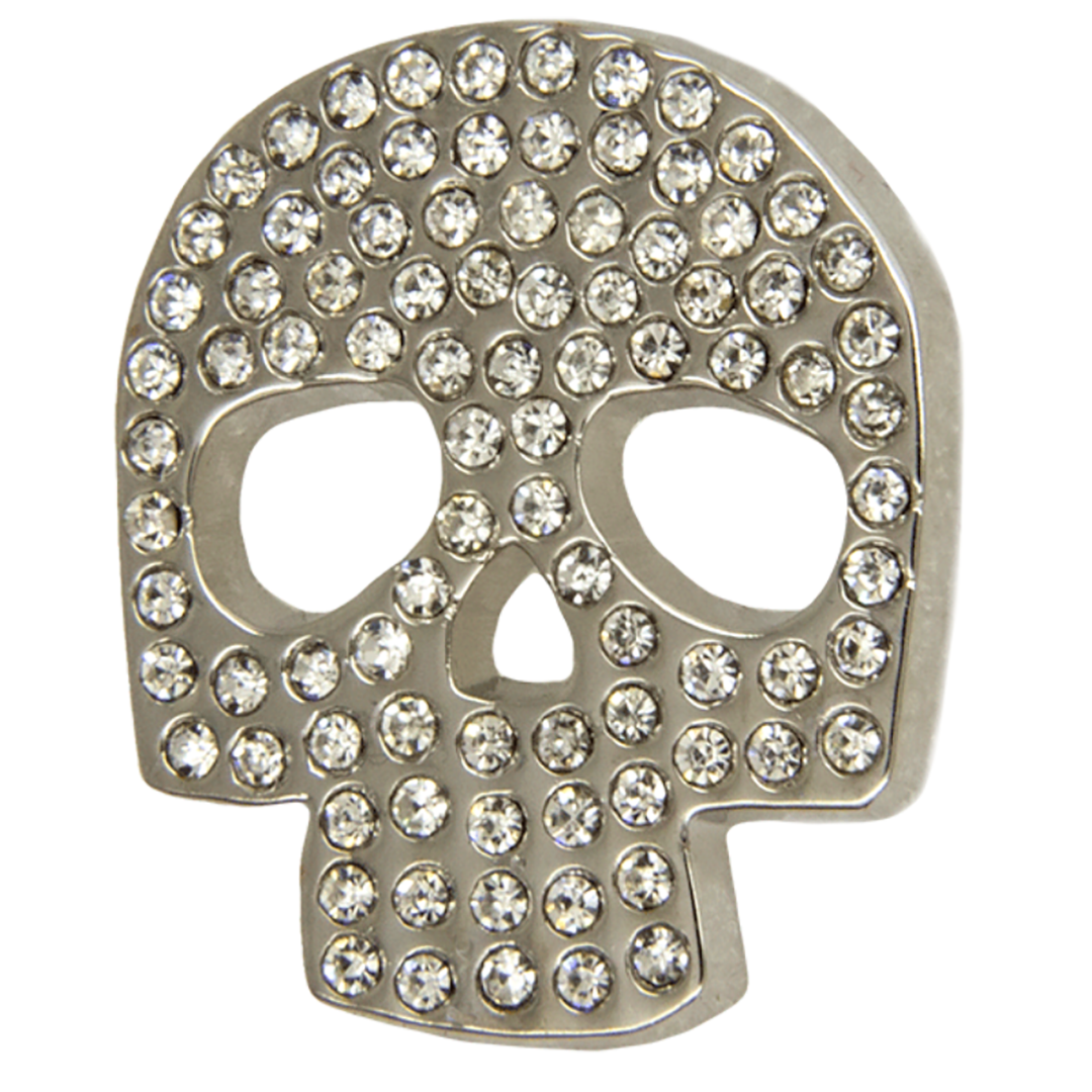 Rhinestone skull pin silver