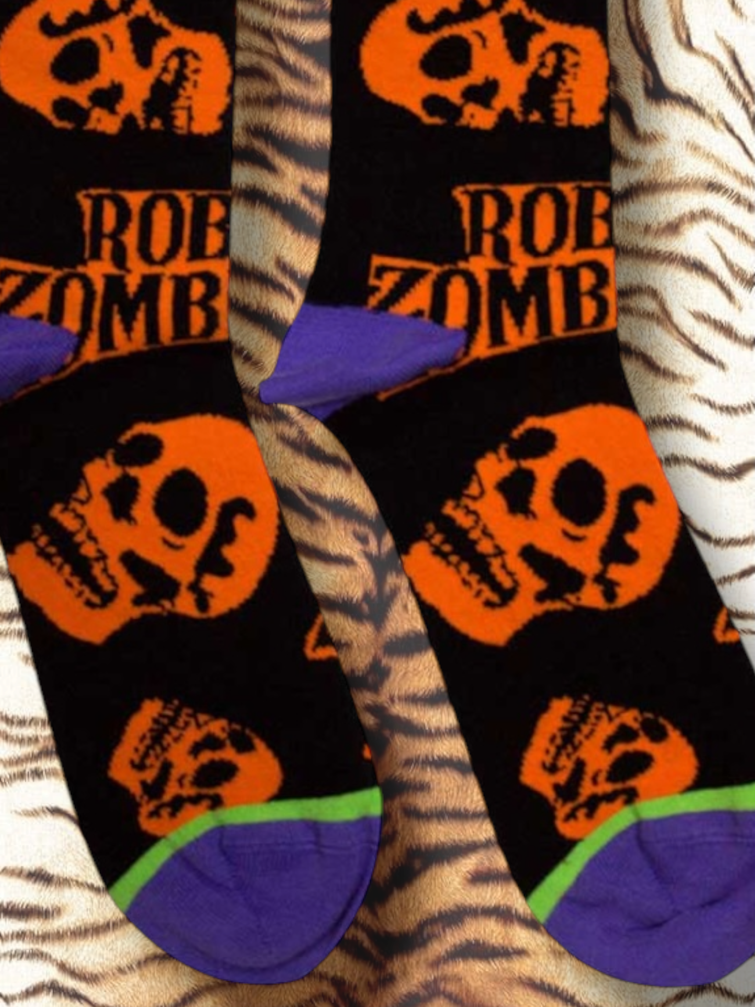 Rob Zombie Unisex Socks: Orange Skulls (Black) (maat 40-45)