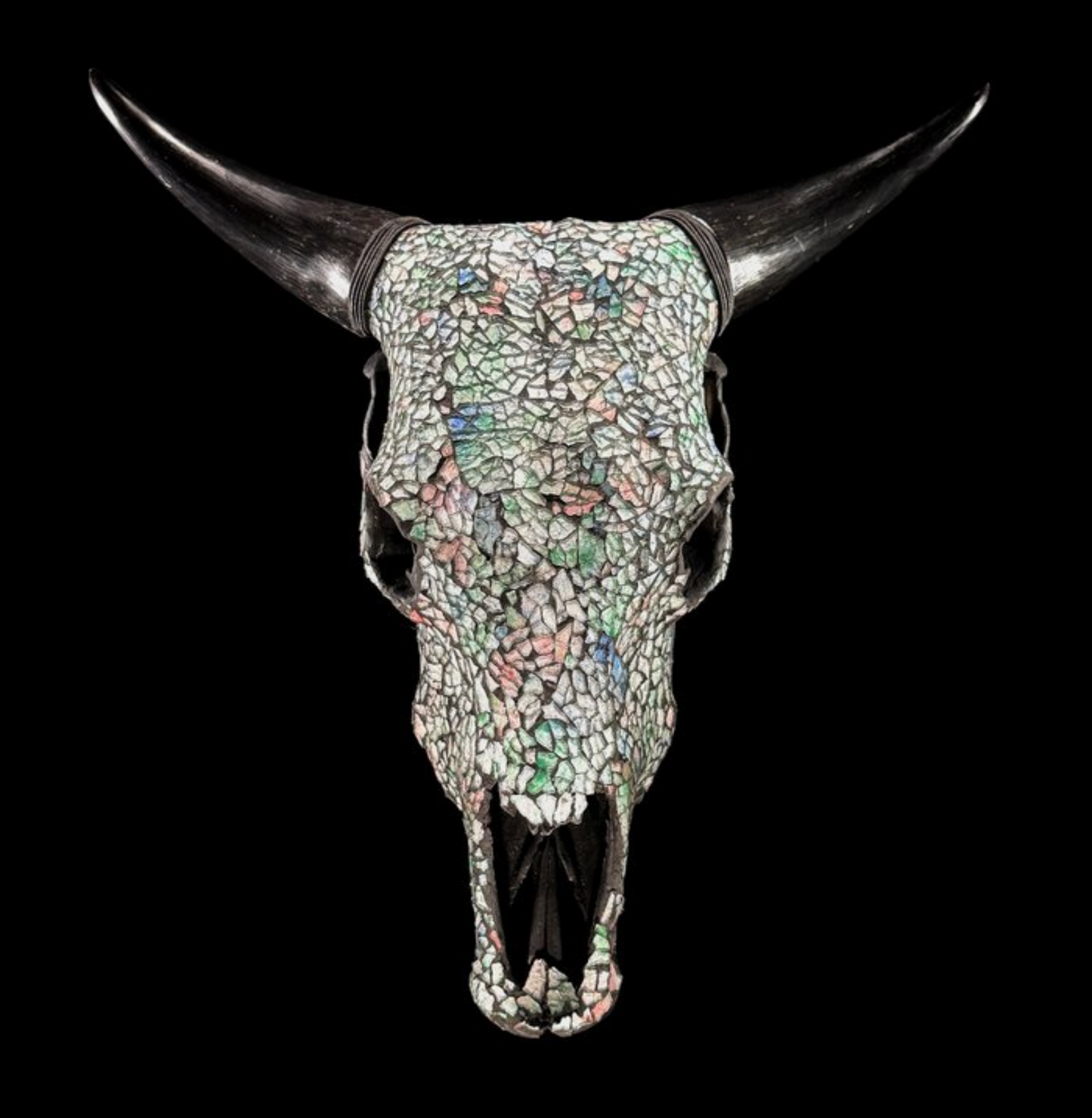 Koeien schedel - blauw parelmoer Glas Mozaïek