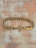 WILDSIDE men's gold stainless steel bracelet with a detailed cross clasp. Edgy and stylish.