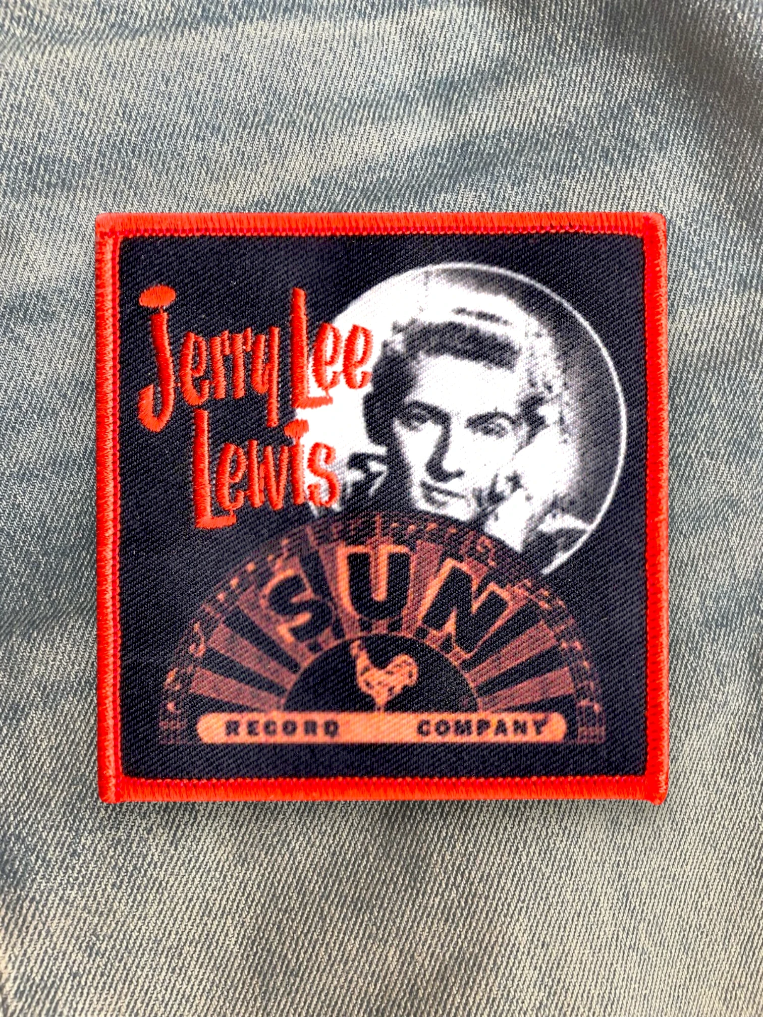 Vintage Jerry Lee Lewis Patch - Headshot With Sun Records Logo