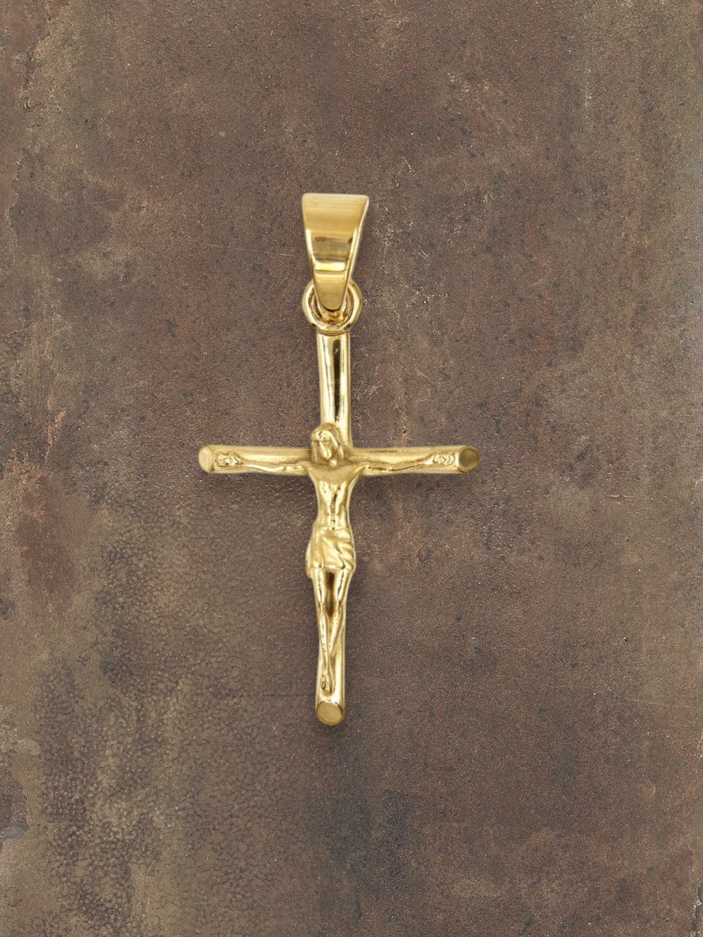 WILDSIDE polished 316L stainless steel Jesus cross pendant, 28mm x 40mm.