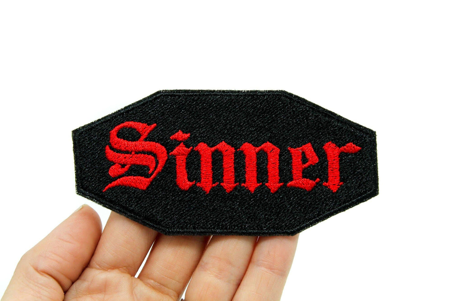 Sinner Embroidered Patch with Iron on Adhesive