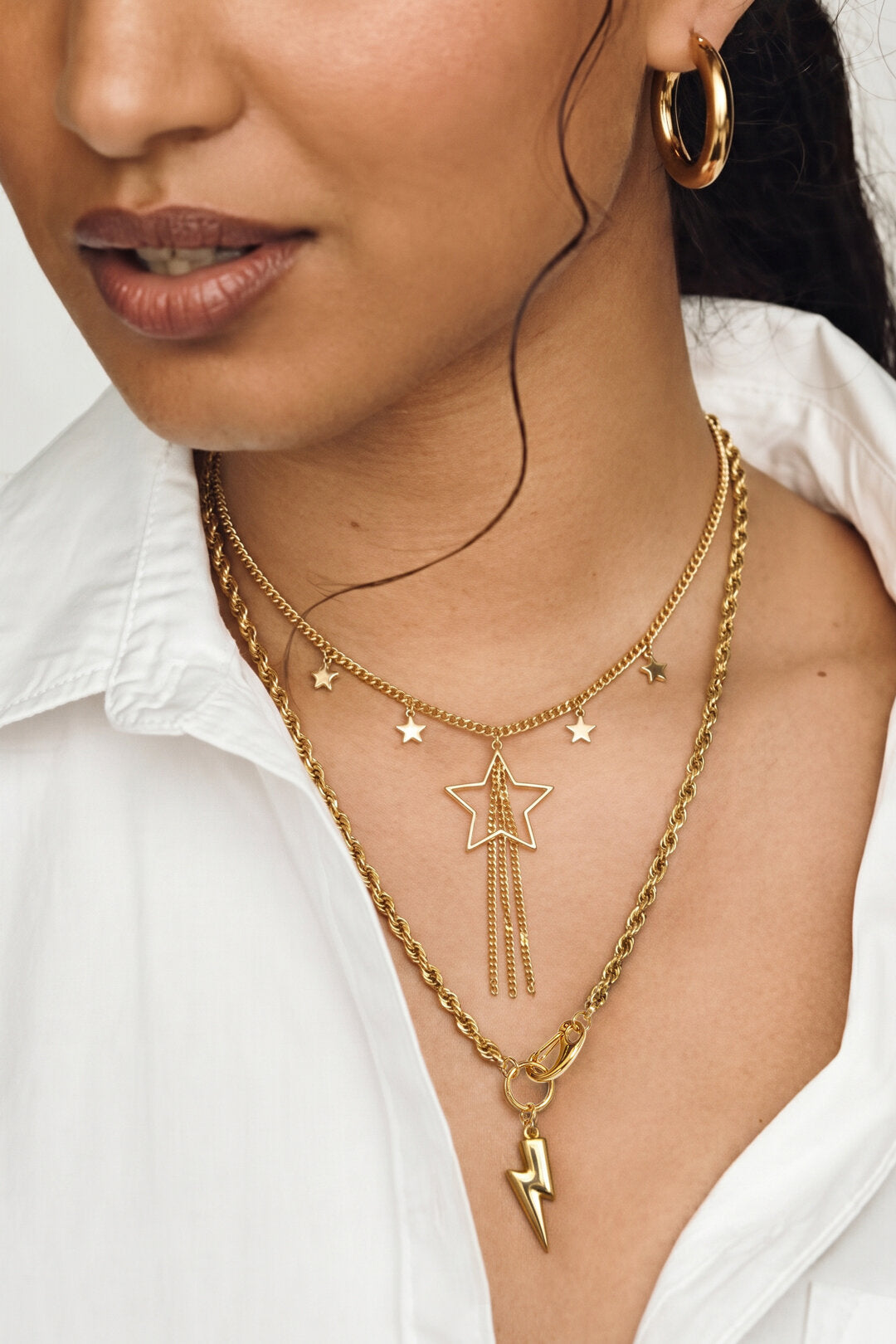 Elegant Gold-Toned Stainless Steel Pendant Necklace