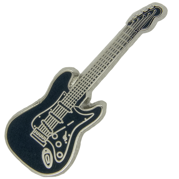 Alfiler de guitarra plateado azul oscuro