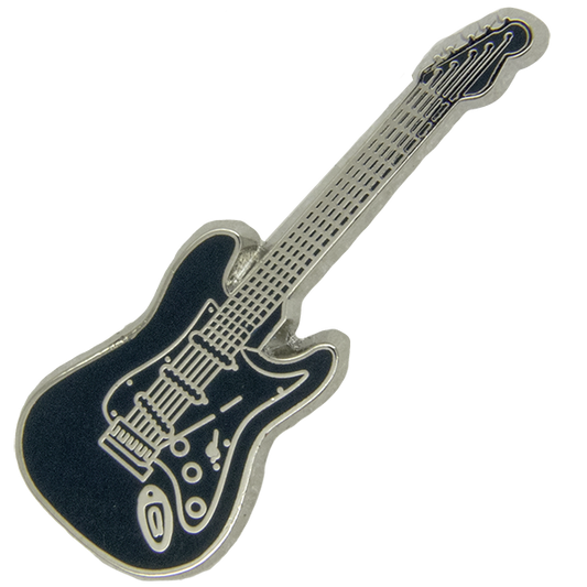 Alfiler de guitarra plateado azul oscuro