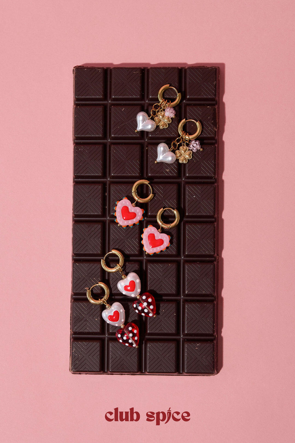 Charming Pink & Red Heart Beads Earrings for Women