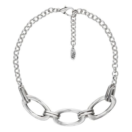 Silver plated chain necklace with links