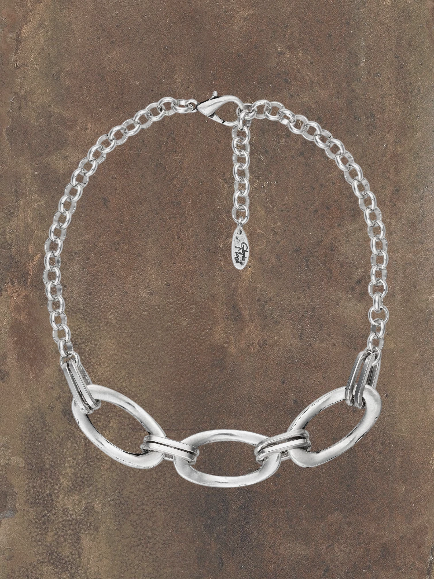 Silver plated chain necklace with links