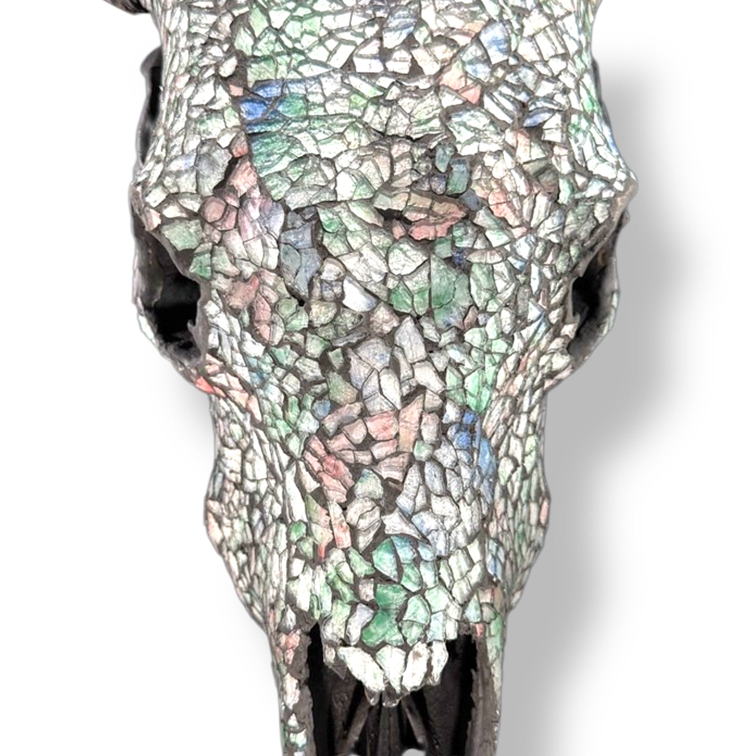 Koeien schedel - blauw parelmoer Glas Mozaïek