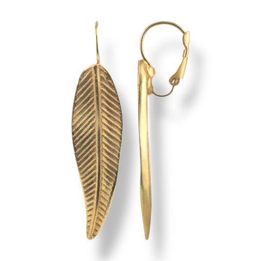 Gold leaf hook earring