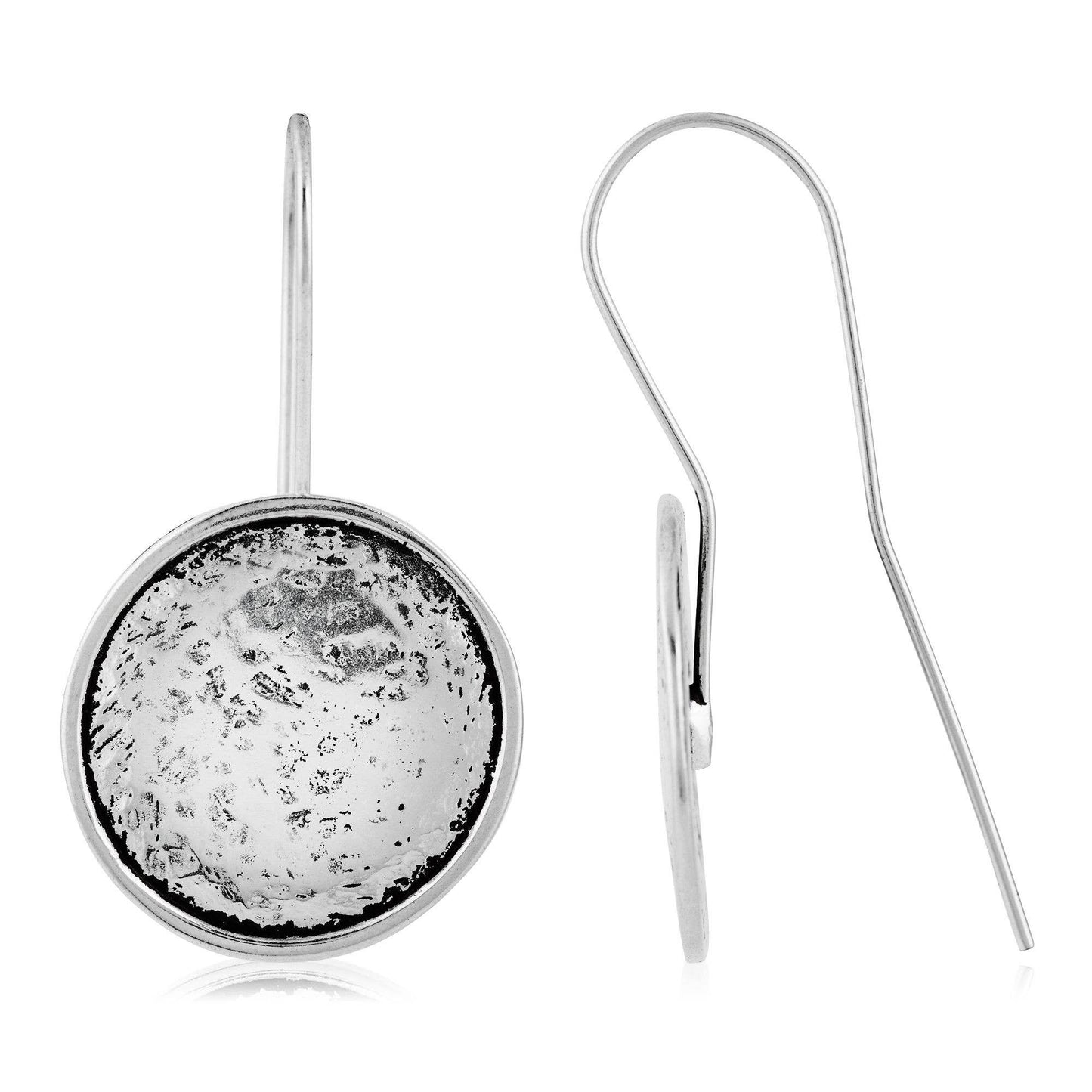 Silver plated silver plated disc hook earring