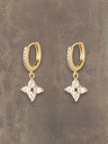 WILDSIDE gold-tone drop earrings with cubic zirconia flower design and paved hoops.
